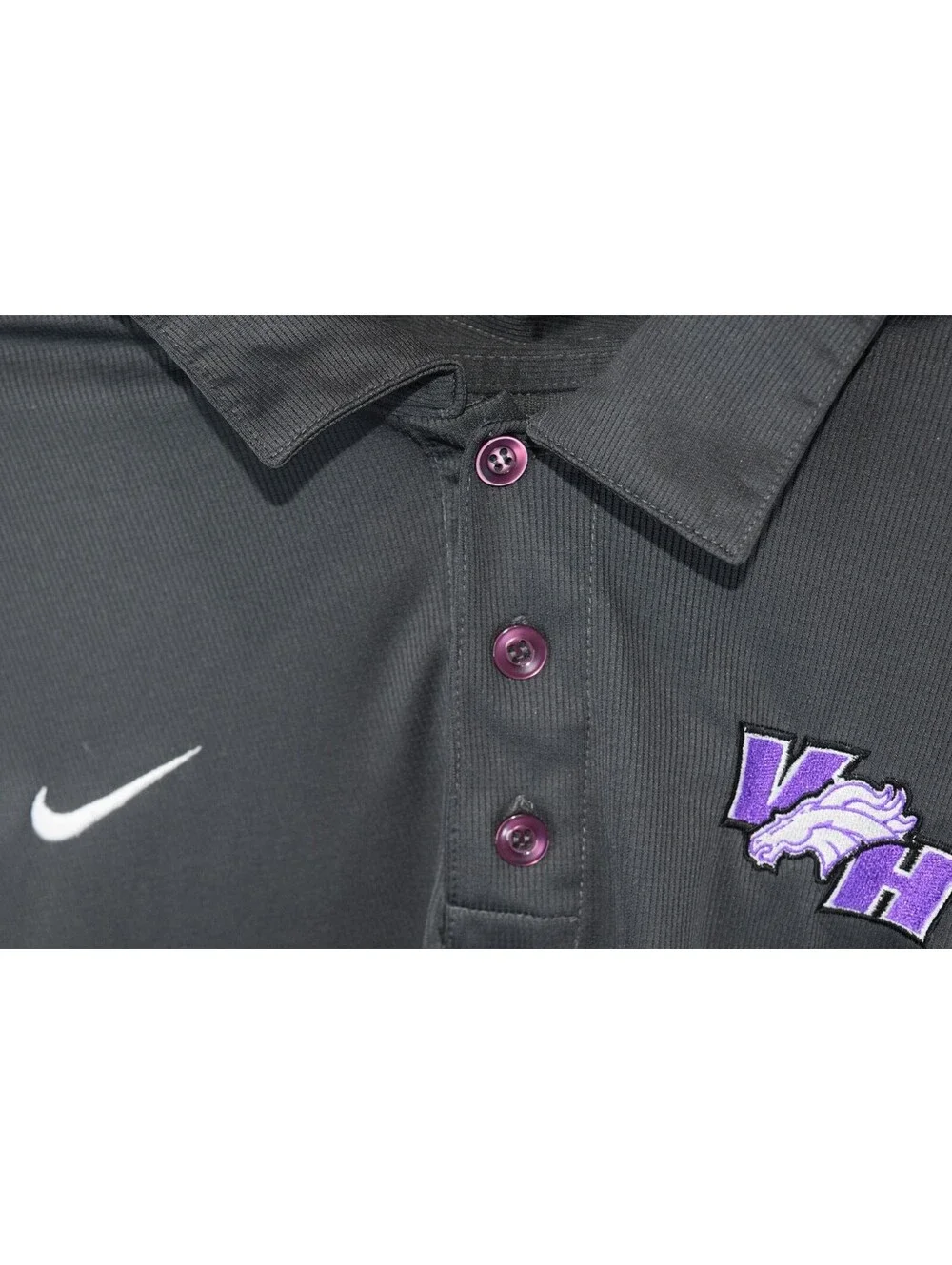Nike Dri-Fit Polo Shirt 3XL Gray Purple Team Logo Golf Athletic Short Sleeve